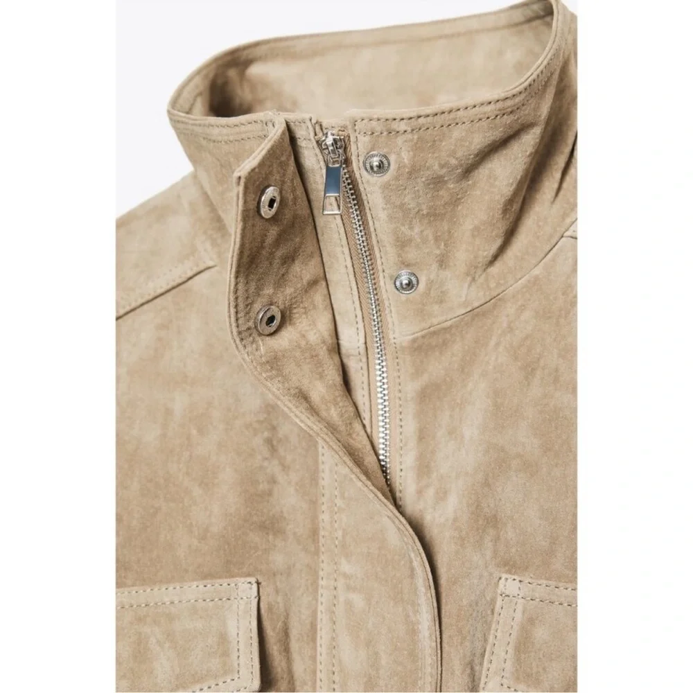 ZARA Viral Suede Leather Oversized Jacket. New, S - Picture 12 of 16